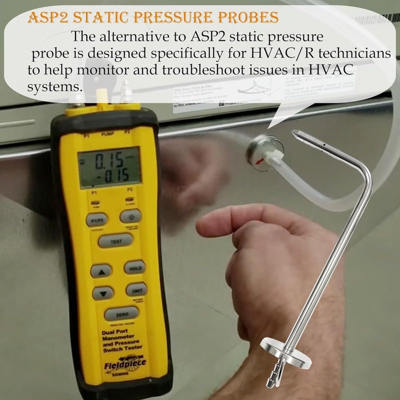 SUONE Static Pressure Probes Compatible with ASP2 Fieldpiece Manometers AMIN2,ADMN2,SDMN5 for HVAC Technician Testing (2 Pack) - Image 3